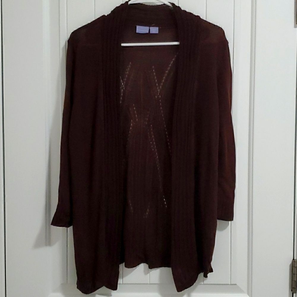 Laura Scott dark brown ladies cardigan, size medium